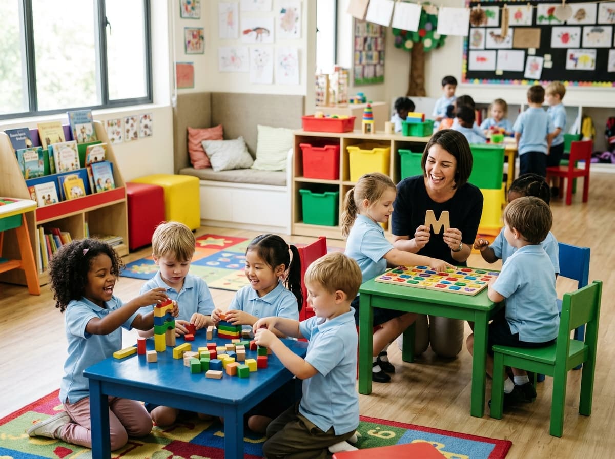 Kindergarten children learning through play